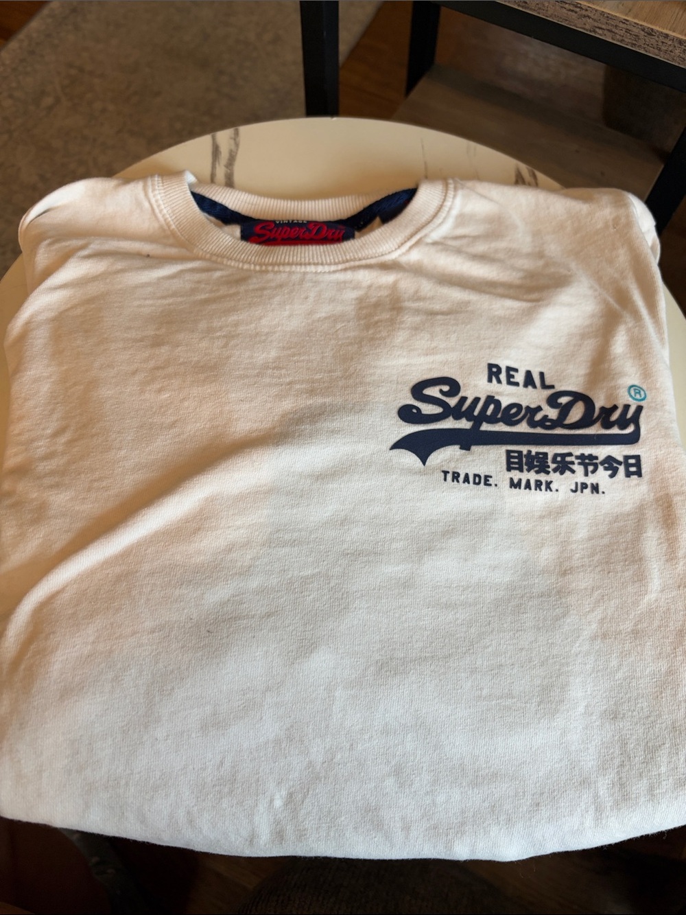 Superdry White Tee with Navy Logo